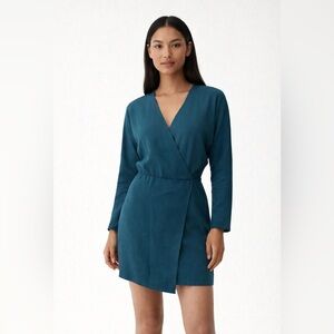 BABATON Teal Crepe Wrap Dress